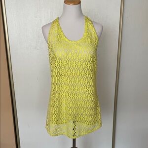 Yellow Crochet swim cover up dress